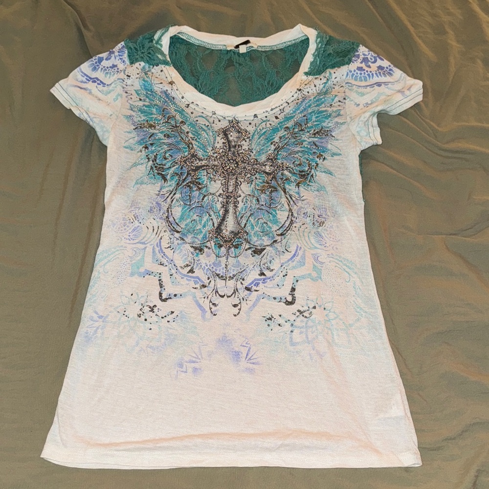 Miss Me Teal and White Graphic Tee